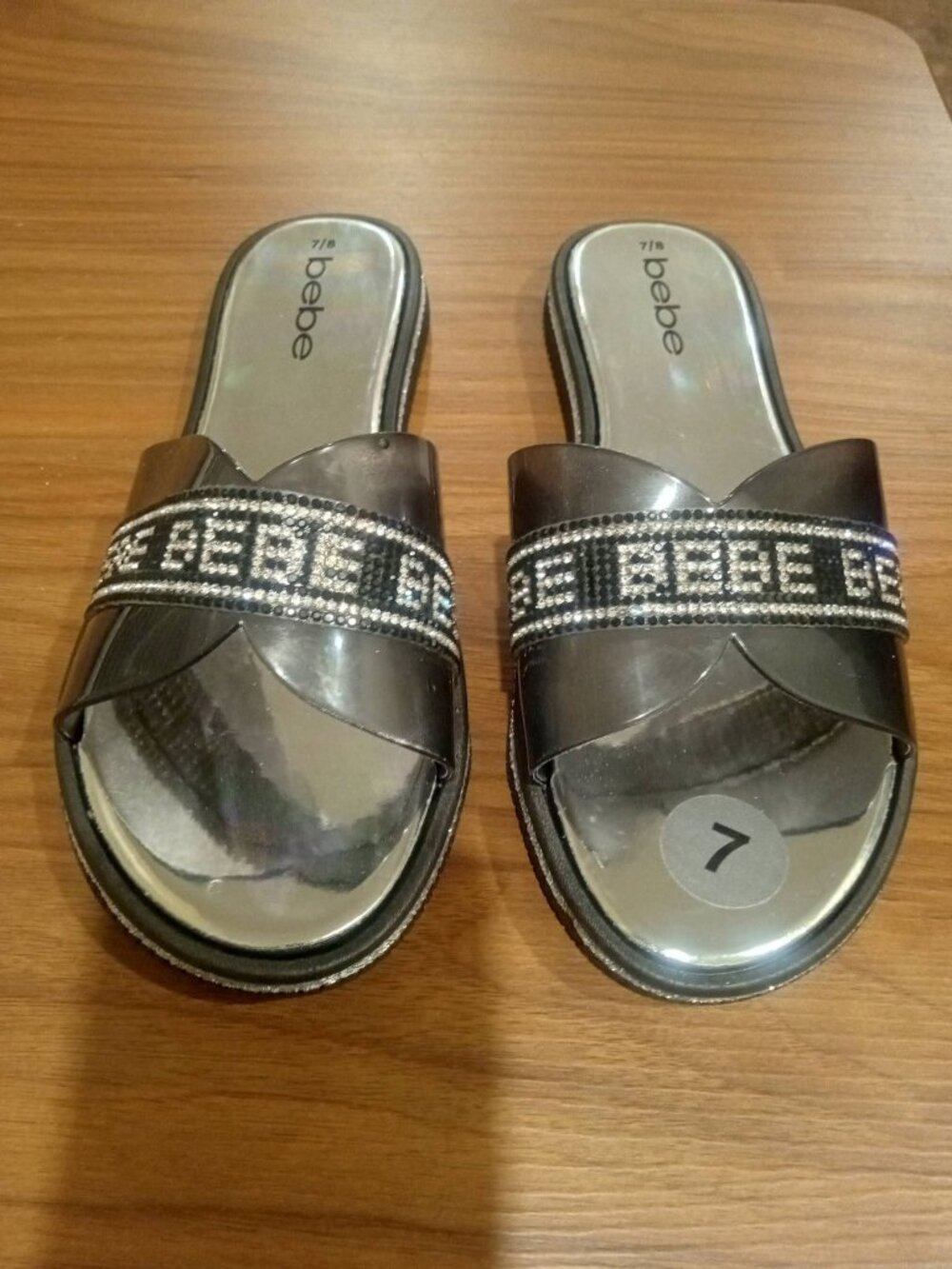 Bebe Sandals with crystal rhinestones women's size 7/8 New without tags